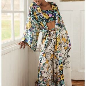 Floral Multicolor Kimono/Lounge Set by Alexandra Farmer for Anthropologie